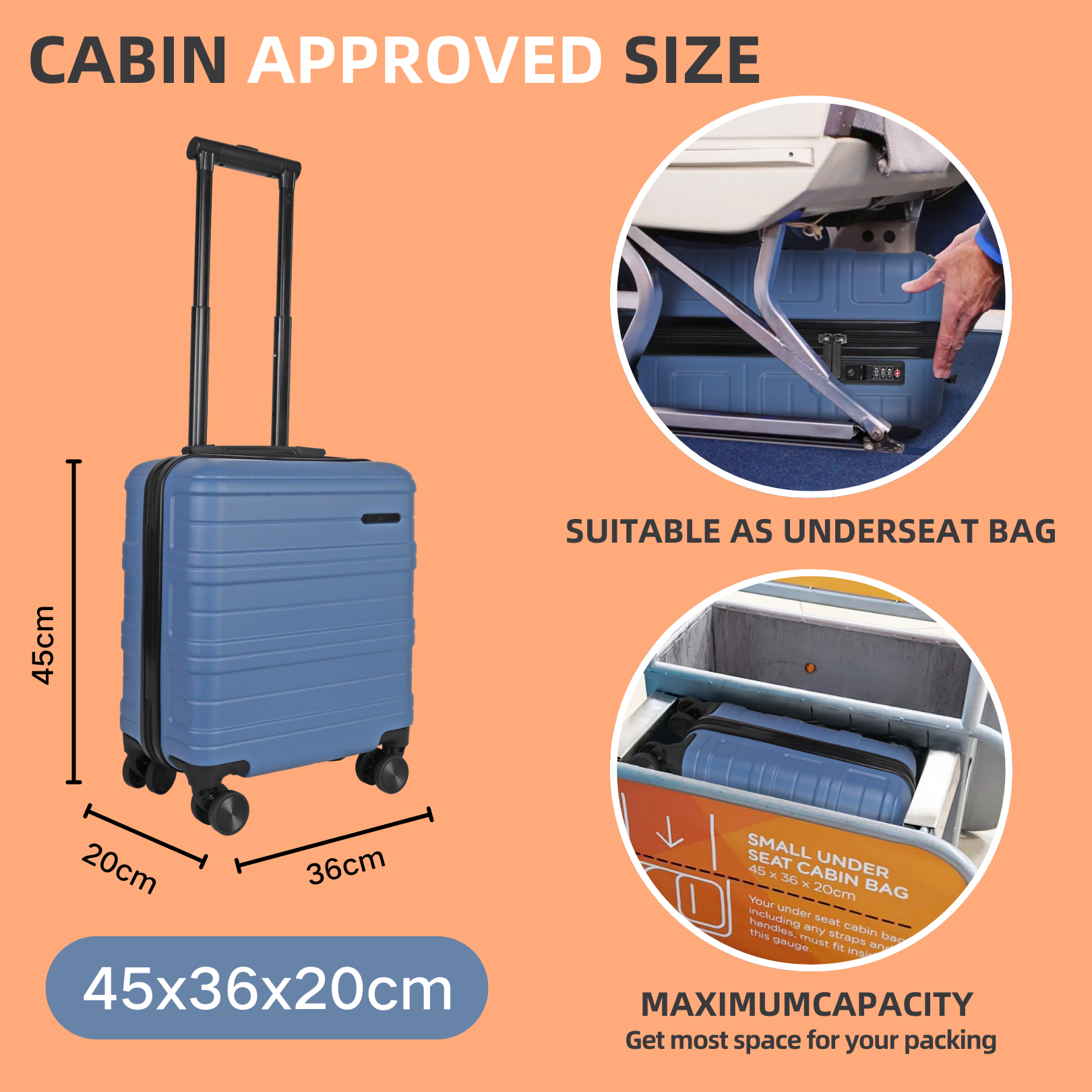 Lightweight Small Cabin Suitcase (45x36x20cm)