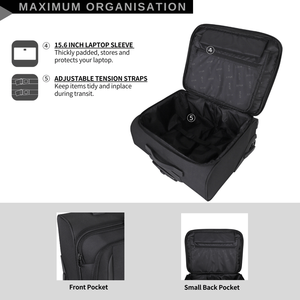 JLY Black Business Suitcase - best lightweight suitcases uk | JYL Luggage
