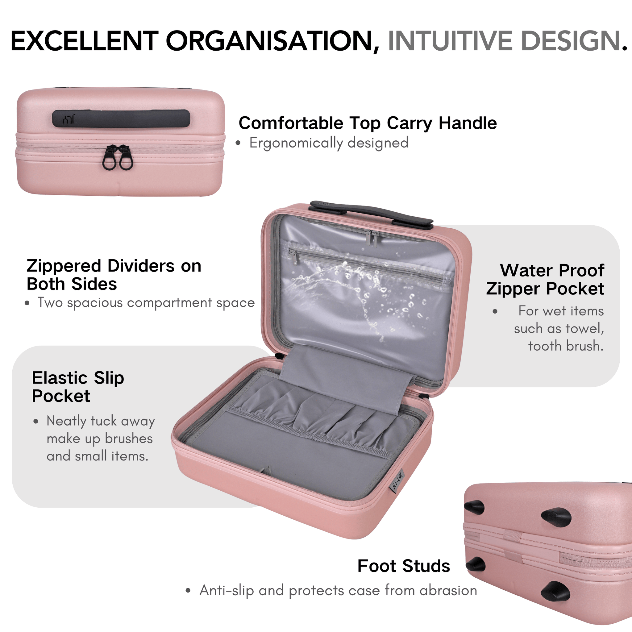 Trousse De Voyage Antler – Rose, Deux Tons, 3 Compartiments, Doublée – État Très Bon