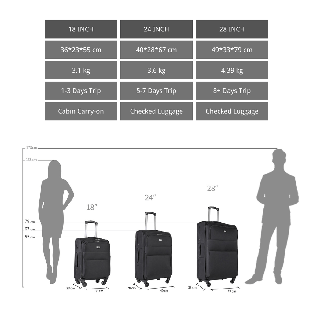 JLY Classic Soft Suitcase Lightweight | Jyluggage